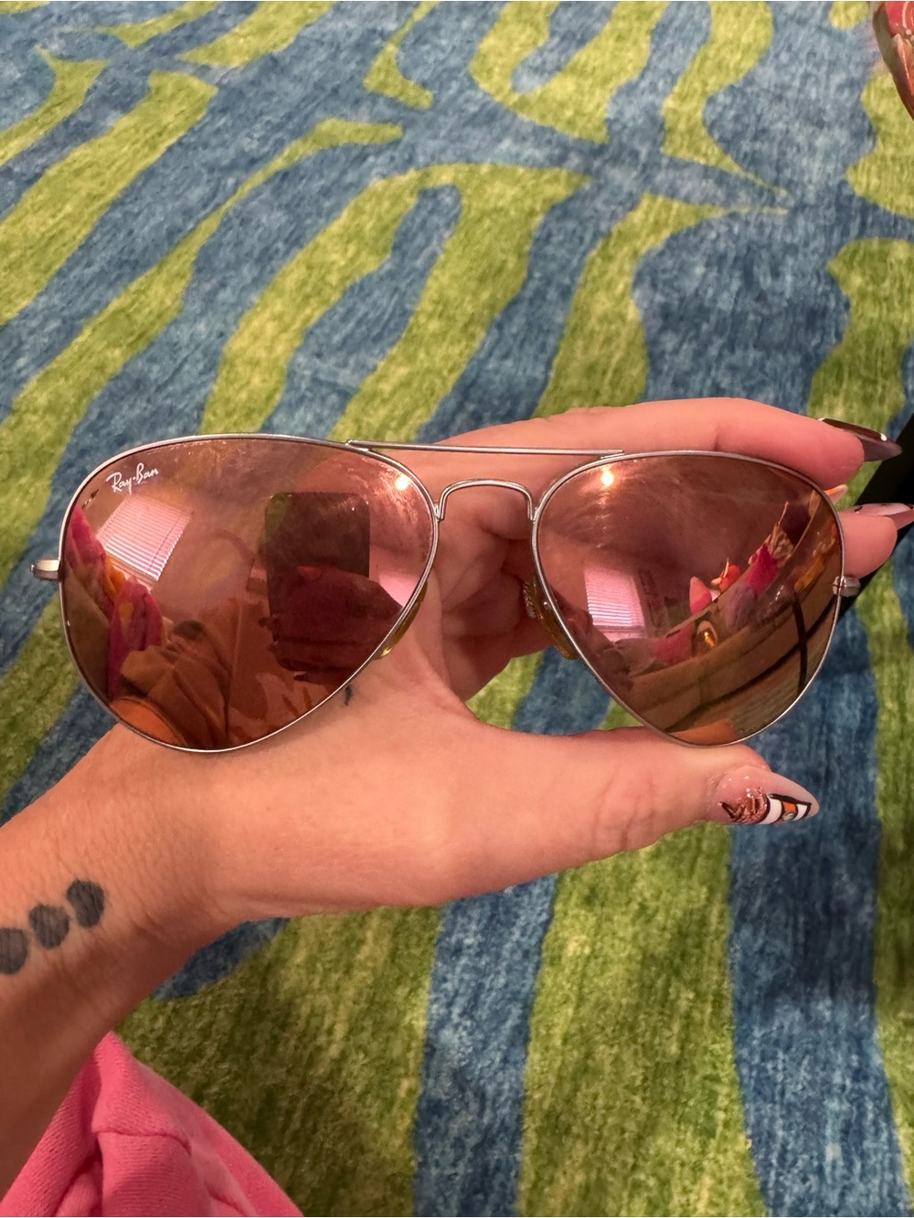 Ray-Ban Women’s Aviator Sunglasses - Rose Gold/peach Mirrors